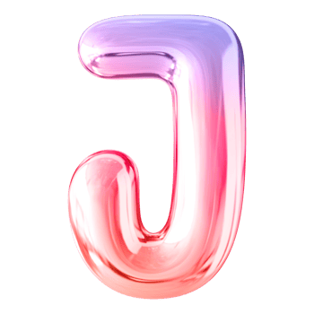 Gradient 3D Bubble Font Letter J uppercase png