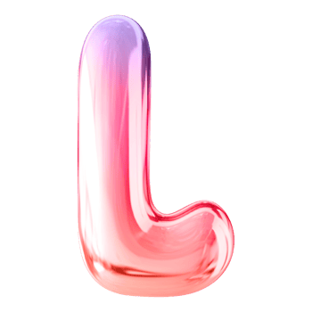 Gradient 3D Bubble Font Letter L uppercase png