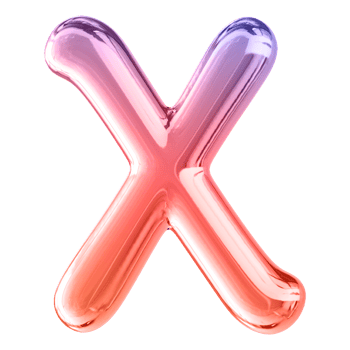Gradient 3D Bubble Font Letter X uppercase png