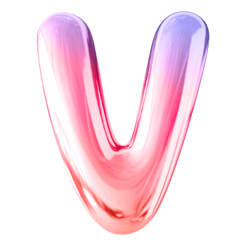 Gradient 3D Bubble Font Letter V uppercase png