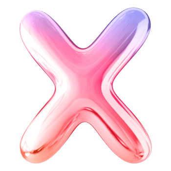 Gradient 3D Bubble Font Letter X uppercase png