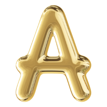 Gold 3D Bubble Font Letter A uppercase png