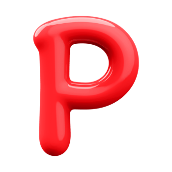 Red 3D Bubble Font Letter P uppercase png