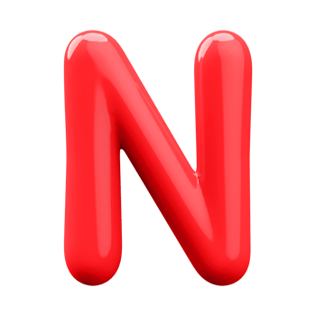 Red 3D Bubble Font Letter N uppercase png