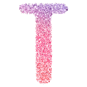 Gradient Glitter Font Letter T uppercase png