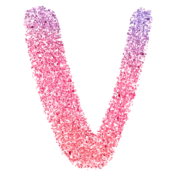 Gradient Glitter Font Letter V uppercase png