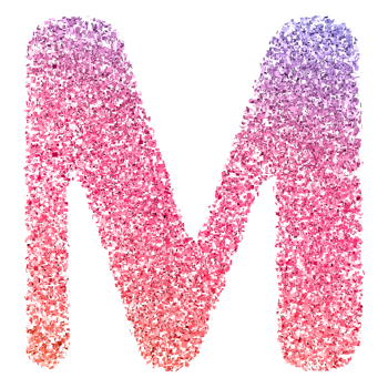 Gradient Glitter Font Letter M uppercase png