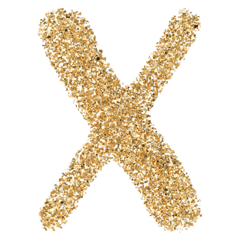 Gradient Glitter Font Letter X uppercase png