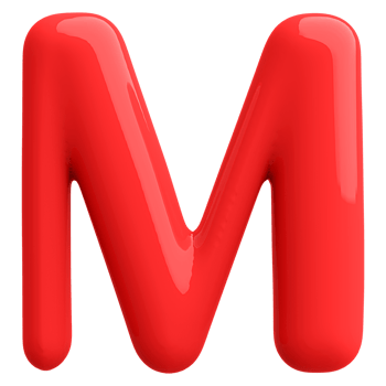 Red 3D Bubble Font Letter M uppercase png