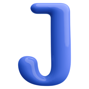 Blue 3D Bubble Font Letter J uppercase png