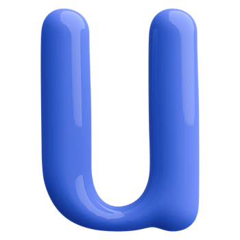Blue 3D Bubble Font Letter U uppercase png