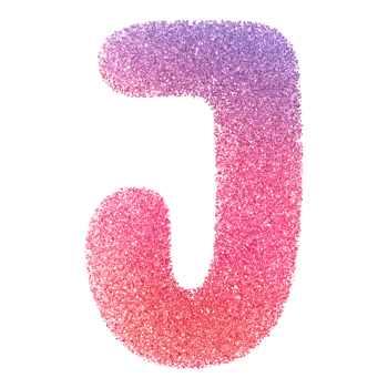 Gradient Glitter Font Letter J uppercase png