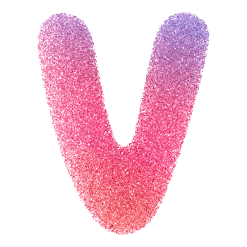Gradient Glitter Font Letter V uppercase png