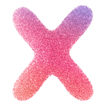 Gradient Glitter Font Letter X uppercase png