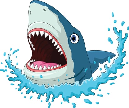 Cartoon character of great white shark vector