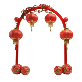 A chinese arch with red lanterns and decorations Genereted AI png