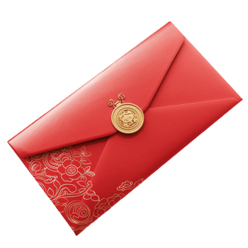 Red Envelope with Gold Seal Genereted AI png