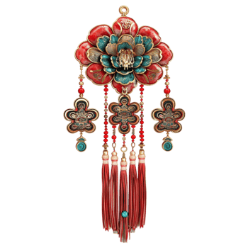 a red and blue chinese style hanging flower Genereted AI png