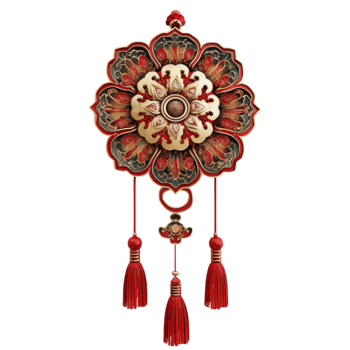 chinese traditional wall hanging with red tassels Genereted AI png