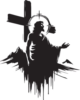 cross with jesus silhouette art vector