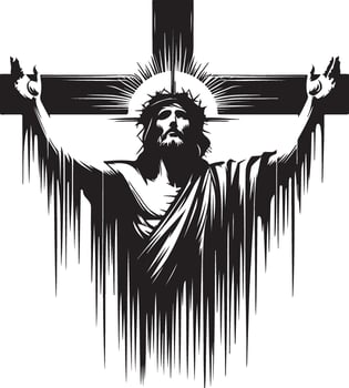 cross with jesus silhouette art vector