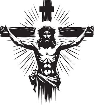 cross with jesus silhouette art vector