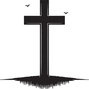 cross with jesus silhouette art vector