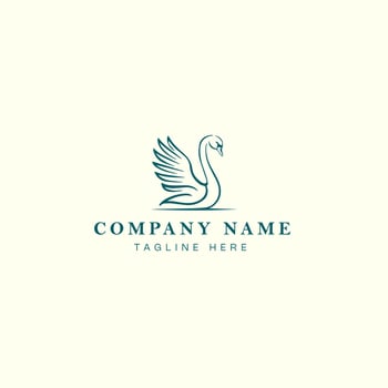 swan logo design icon illustration on black background, swan logo template vector