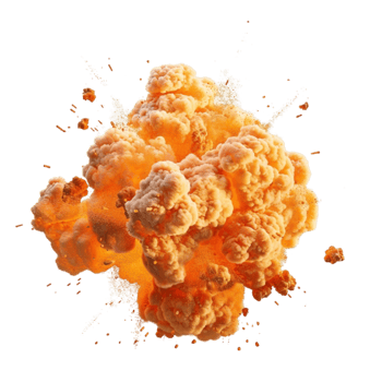 Intense Yellow Explosion on Transparent background AI-Generative png