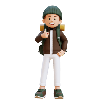 3D Traveller Character Giving Thumbs Up Pose png