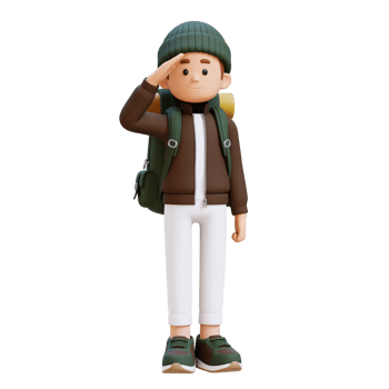 3D Traveller Character Salute Pose png