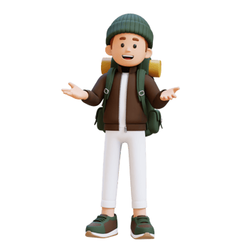 3D Traveller Character Communication Pose png