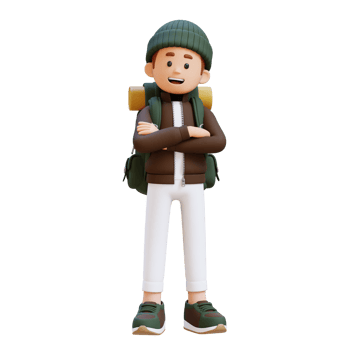 3D Traveller Character Crossed Arms Pose png