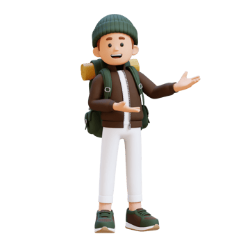 3D Traveller Character Presenting to the Left Pose png