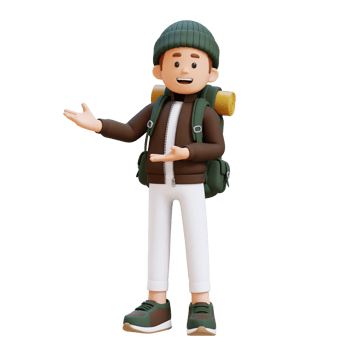 3D Traveller Character Presenting to the Right Pose png