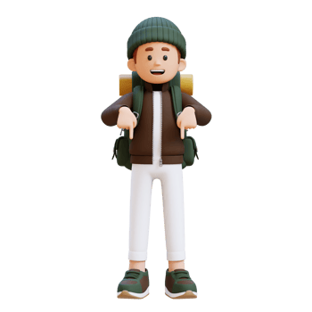 3D Traveller Character Pointing Downward png