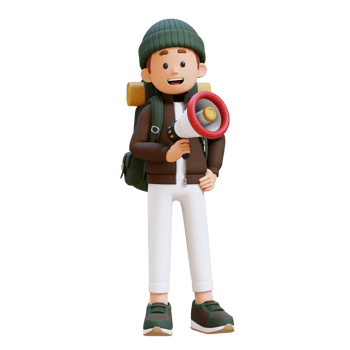 3D Traveller Character Holding Megaphone png