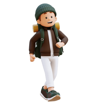 3D Traveller Character Walking with Confident png