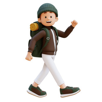 3D Traveller Character Walking with Confident png