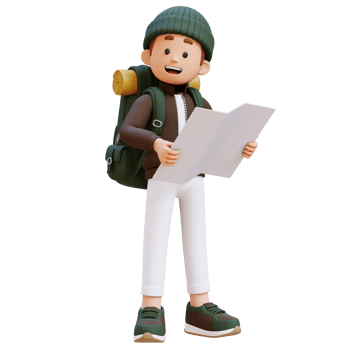 3D Traveller Character Standing and Holding Map png