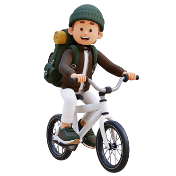 3D Traveller Character Riding Bicycle png