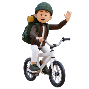 3D Traveller Character Riding Bicycle png