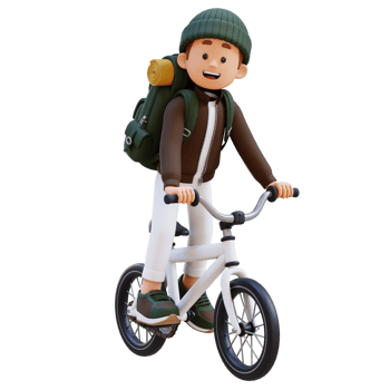 3D Traveller Character Riding Bicycle png