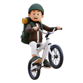 3D Traveller Character Riding Bicycle png