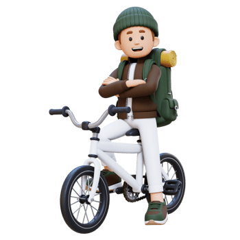 3D Traveller Character Riding Bicycle png