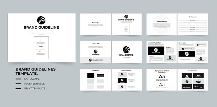 Brand Manual or brand guidelines presentation template design or visual identity for company vector