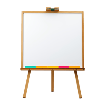 Wooden Easel with Whiteboard on Transparent Background png