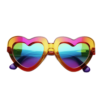 Heart-Shaped Sunglasses with Rainbow Gradient png