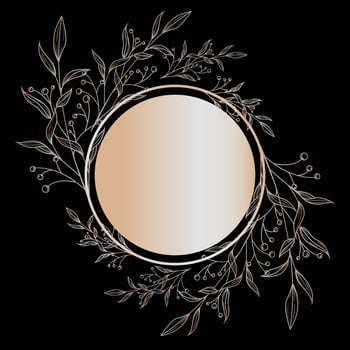 Golden flower and leaf photo frame background vector