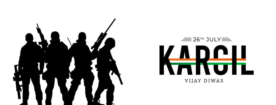 26th July Kargil Vijay Diwas Design Concept With Indian Flag And Army Social Media Post vector